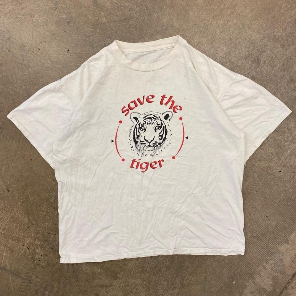 Vintage Save The Tiger Nature Wildlife Protect Animals Single Stitch T-Shirt XL